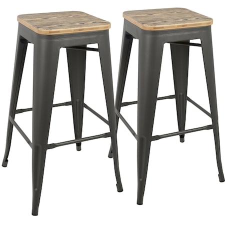 Oregon Stackable Barstool In Grey And Brown, PK 2